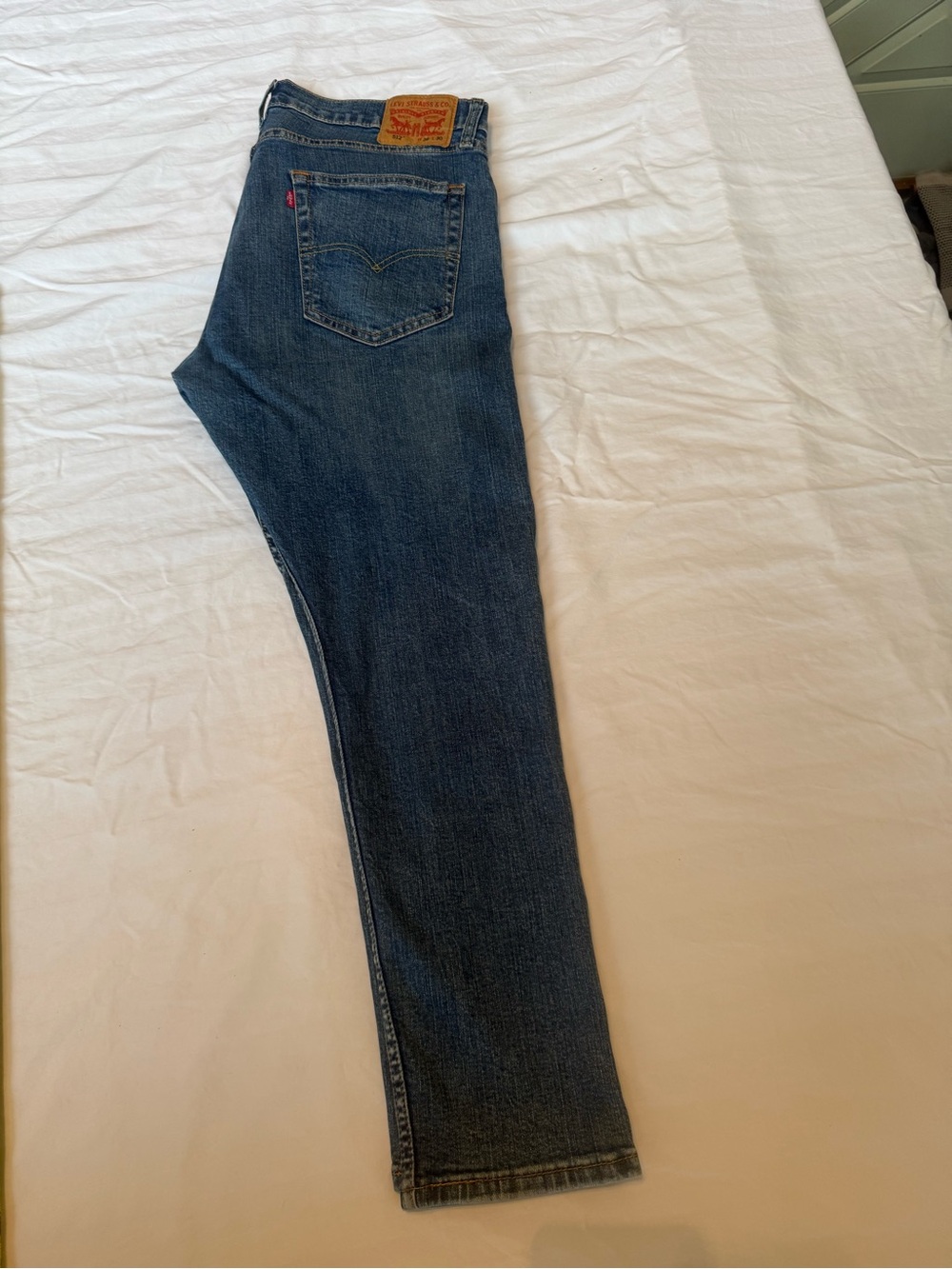 Levi's 512 Slim Straight Jeans in Medium Blue with Tan Patch Size 36 x 30 - Picture 8 of 11